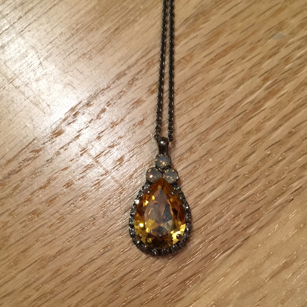 Tangerine orange cubic zirconia pendant necklace